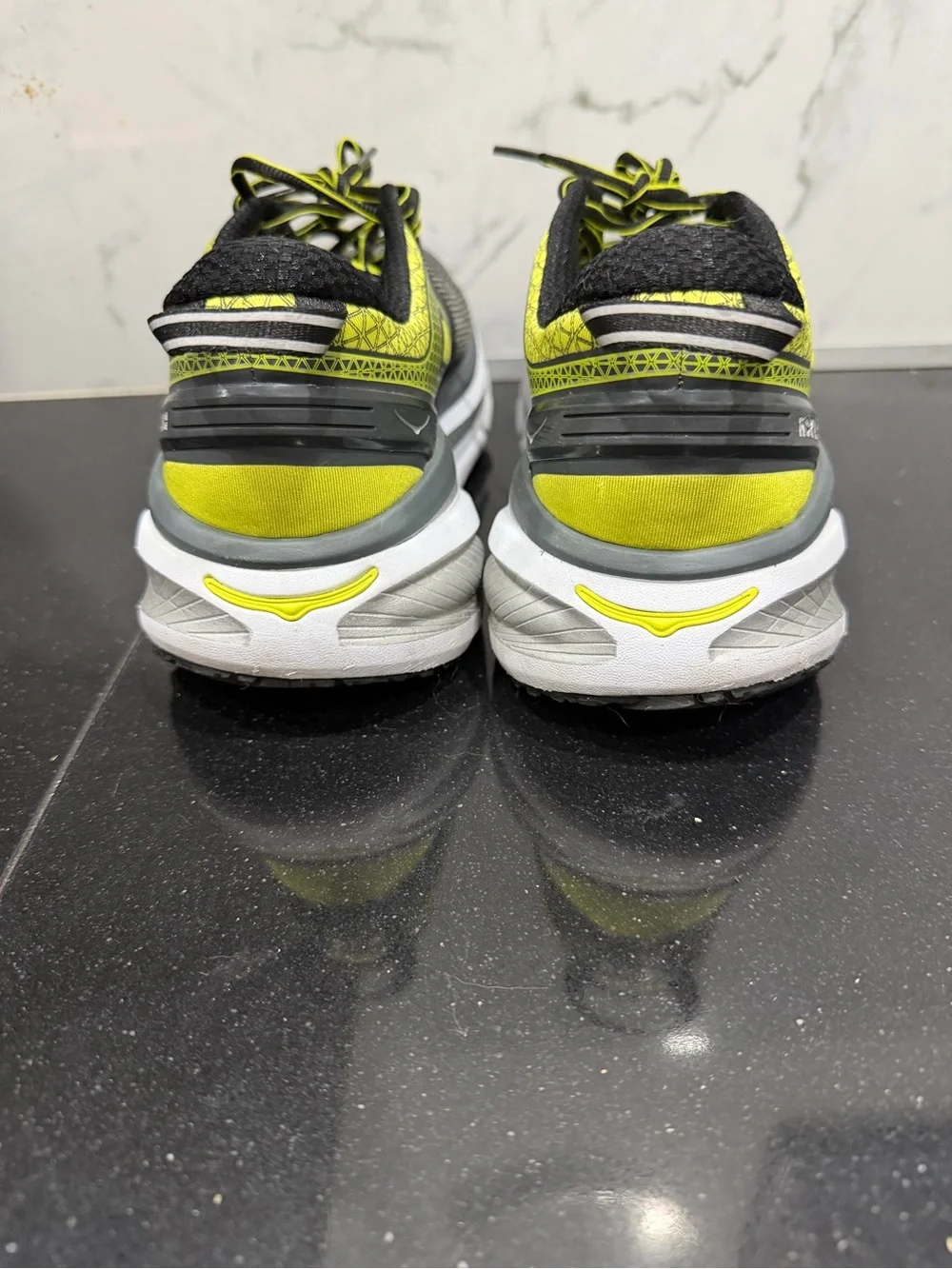 Hoka one one Men's Gray and Lime Athletic Running Shoes
